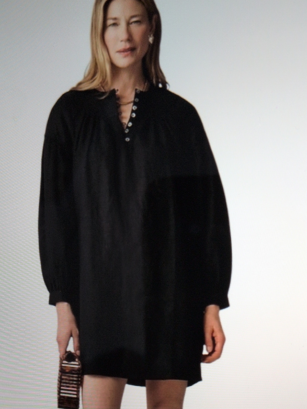 J. Crew NWT Gathered Black Linen Popover Dress